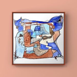 Original abstract water color painting wall art